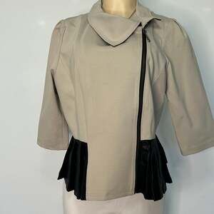 Project Runway All Stars Seth Aaron Moto Peplum Jacket Gray Black Womens 14
